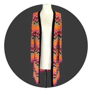 OneA - Chevron Open Front Duster Sweater - L